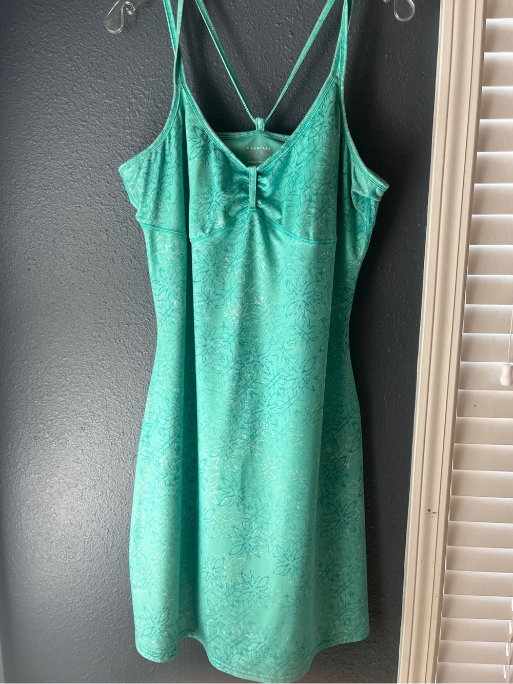 Mountain Hardwear Teal Floral Jacquard Slip Activewear Dress with Built in Bra